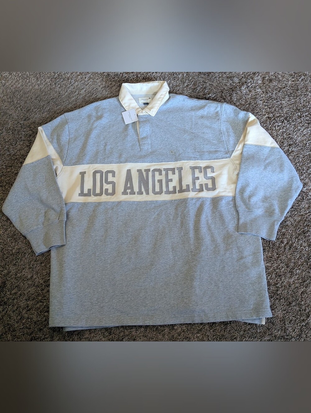 NWT American Eagle Cotton Los Angeles Grey Pullover Polo Sweater Women's XL